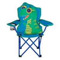 Scaun Camping Pliabil pentru Copii Albastru Dinozauri cu Husa 35x35x62cm