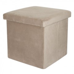 Taburet cu Spatiu de Depozitare Velvet Taupe 38x38x38cm