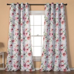 Draperie Decorativa Ecru Floral cu Inele 140x260cm, 1 buc