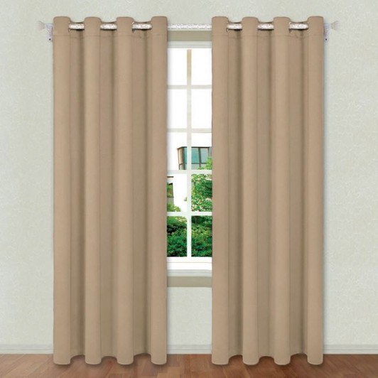 Draperie Decorativa cu Inele Taupe 140x260cm, 1 buc