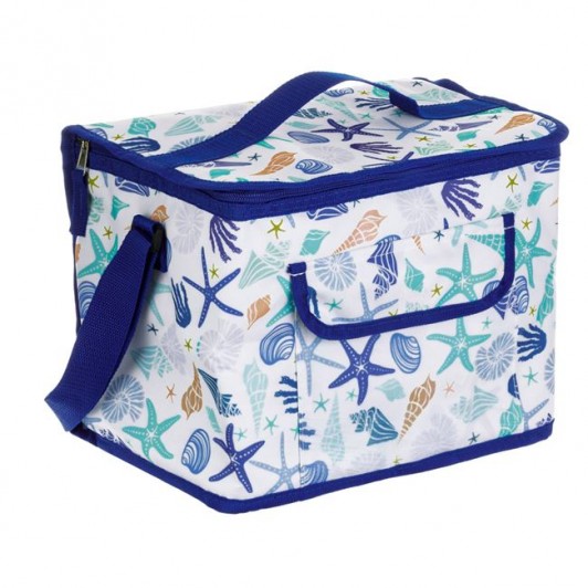 Geanta Izoterma Alba cu Scoici Albastre 32x20x24cm - 14L