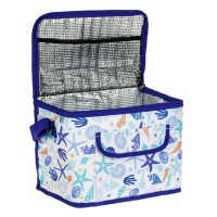 Geanta Izoterma Alba cu Scoici Albastre 32x20x24cm - 14L