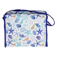Geanta Izoterma Alba cu Scoici Albastre 32x20x24cm - 14L