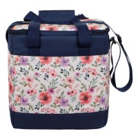 Geanta Izoterma Albastra Ecru Floral 28x18x30cm - 15l