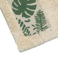 Covoras de Baie din Bumbac Bej cu Frunze Verzi Tropicale 60x40cm