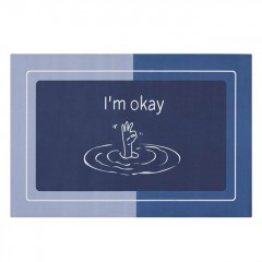 Covoras Baie Absorbant Albastru cu Mesaj I'm Okay 60x40cm