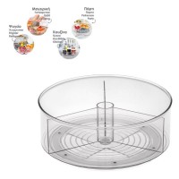 Suport Organizator Rotativ Transparent cu 3 Compartimente Ø23x7cm