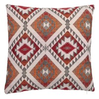 Fata de Perna Decorativa de Vara Rosie Portocalie Aztec 50x50cm