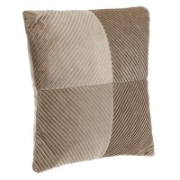 Perna Decorativa Taupe Velvet cu Dungi Reliefate 45x45cm