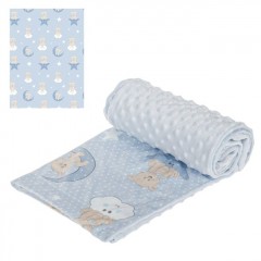 Patura Bebe pentru Baieti Velvet Ciel Ursulet cu Doua Fete 100x75cm