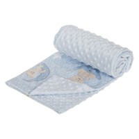 Patura Bebe pentru Baieti Velvet Ciel Ursulet cu Doua Fete 100x75cm