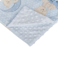 Patura Bebe pentru Baieti Velvet Ciel Ursulet cu Doua Fete 100x75cm