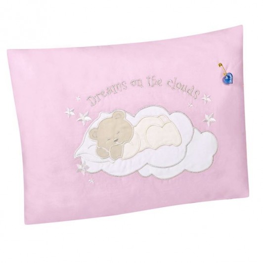 Perna Bebe Roz Ursulet Brodat 38x28cm