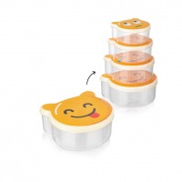 Set 4 caserole din plastic cu capac, diverse marimi, Smiley Face