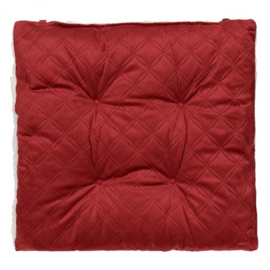 Perna Scaun Decorativa Bordo Velvet Capitonata Alba Sherpa 38x38cm