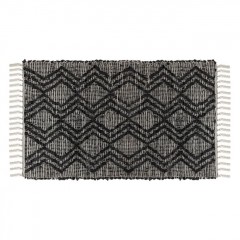 Covoras din Piele Artificiala Negru Zigzag 110x60cm