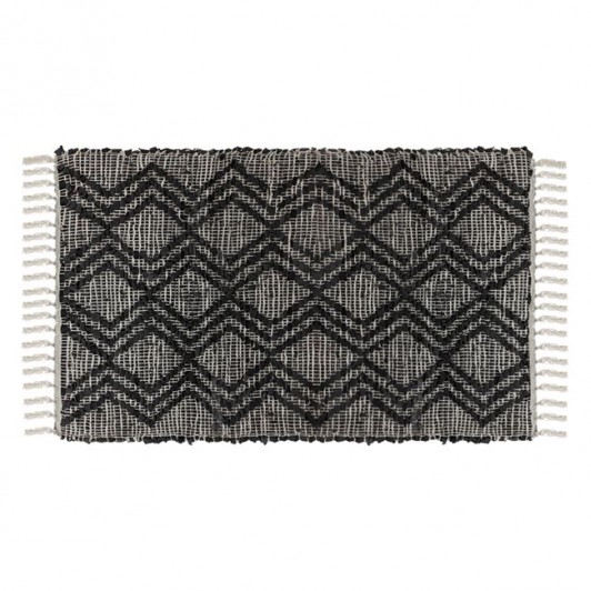 Covoras din Piele Artificiala Negru Zigzag 110x60cm