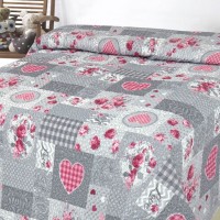 Cuvertura Gri Flori Patchwork 160x230cm