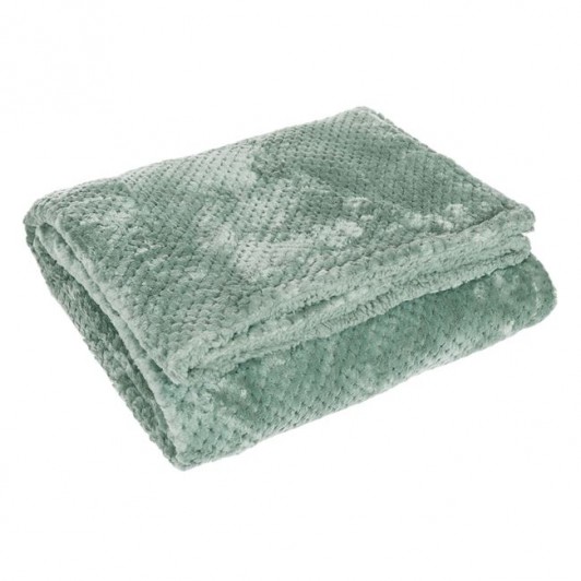 Cuvertura Decorativa de Iarna din Imitatie de Blana Verde Menta PopCorn Sherpa 160x130cm