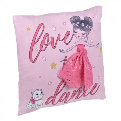 Perna Decorativa Roz Balerina "Love to Dance" cu Fusta 3D 35x35cm