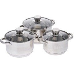 Set 3 oale cu capac,Inox, Fund Dublu,  2.3, 3.2, 4.2 l