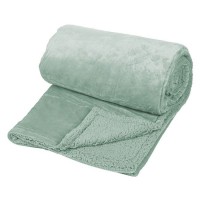 Patura Catifelata Verde Menta Sherpa 200x150cm