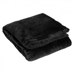 Patura Decorativa Catifelata Neagra Sherpa 160x130cm