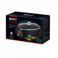 Tava Brio Metallica Roast cu manere si capac de sticla, 32x21x10.5 Cm