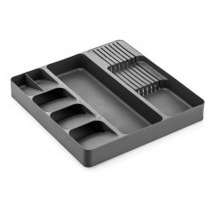 Organizator din Plastic Gri cu 8 Compartimente de Sertar pentru Tacamuri 39.5x38.5x5.5cm