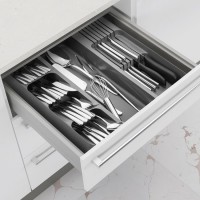 Organizator din Plastic Gri cu 8 Compartimente de Sertar pentru Tacamuri 39.5x38.5x5.5cm