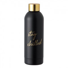 Sticla Apa din Otel Inoxidabil Neagra Aurie "Stay Chilled" 750ml