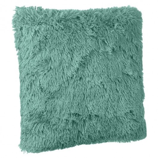 Perna Decorativa de Iarna din Imitatie de Blana Shaggy Verde Menta 51x51cm