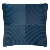 Perna Decorativa de Iarna Albastra Velvet cu Dungi 45x45cm