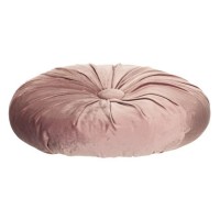 Perna Decorativa Velvet Roz Argintie cu Nasture Ø40x10cm