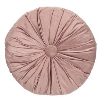 Perna Decorativa Velvet Roz Argintie cu Nasture Ø40x10cm