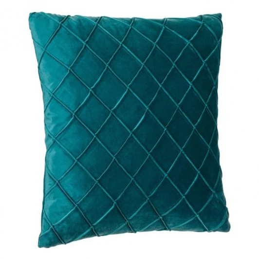 Perna Decorativa de Iarna Petrol Velvet cu Romburi 45x45cm