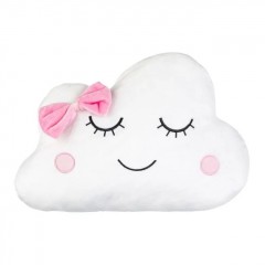 Perna Decorativa Nor Alb cu Fundita Roz 38x34cm