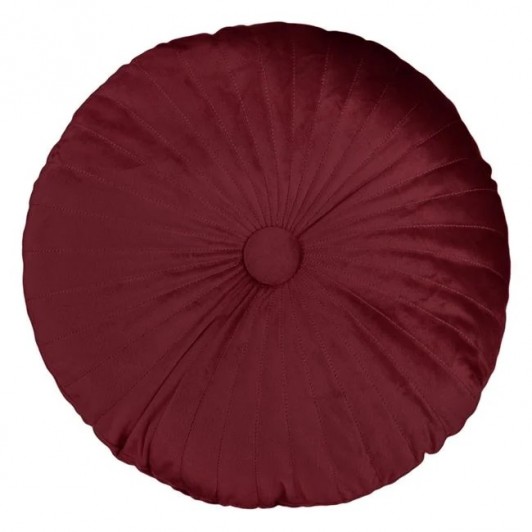 Perna Decorativa Rotunda Bordo Velvet cu Nasture pentru Canapea Ø35cm