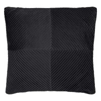 Perna Decroativa de Iarna Neagra Velvet cu Dunga Reliefata 45x45cm