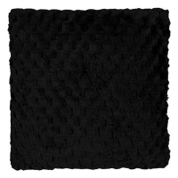 Perna Decorativa Neagra din Imitatie de Blana cu Model Reliefat pentru Canapea 60x60cm