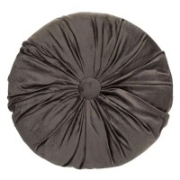 Perna Decorativa Velvet cu Nasture Gri Argintiu Ø40x10cm