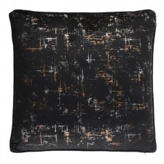 Perna Decorativa Neagra Velvet cu Folie Aurie pentru Canapea 45x45cm