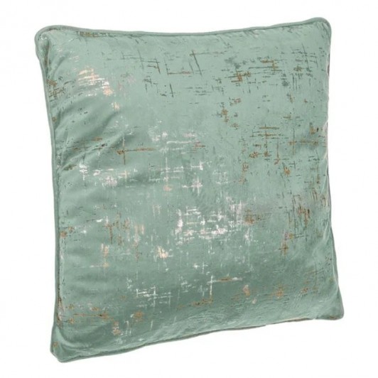 Perna Decorativa de Iarna Verde Menta Velvet Model cu Folie Aurie 45x45cm