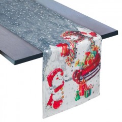 Napron de sarbatori Gri Velour Om de Zapada Stele Foil Argintiu 160x33cm