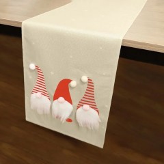 Napron Decorativ Bej Rosu Gnome Pompon 160x35cm