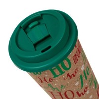 Pahar din Plastic cu Pluta de Craciun Capac Verde Ho Ho Ho 500ml