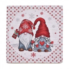 Fata de Perna Decorativa de sarbatori Gnome cu Lurex Argintiu 40x40cm