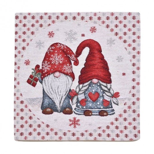 Fata de Perna Decorativa de Craciun Gnome cu Lurex Argintiu 40x40cm