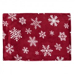 Fata de Perna Decorativa de sarbatori Catifelata Bordo cu Fulgi Albi 70x50cm