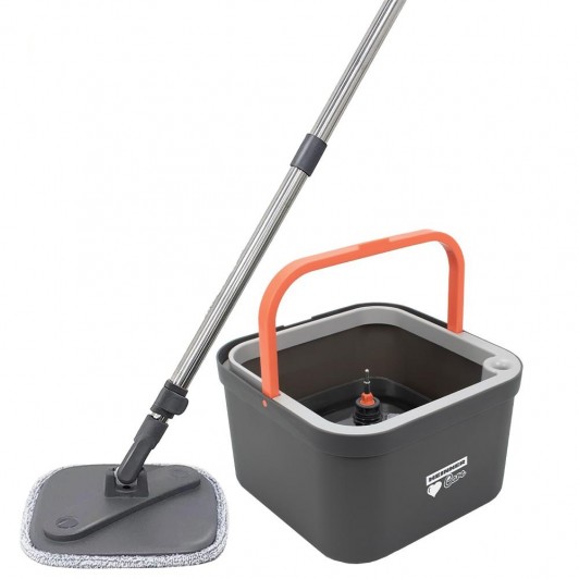 Set mop rotativ cu 2 rezerve incluse, capacitate 2.6 L, dimensiune 30x30x18.5 cm, talpa mop 20x20 cm